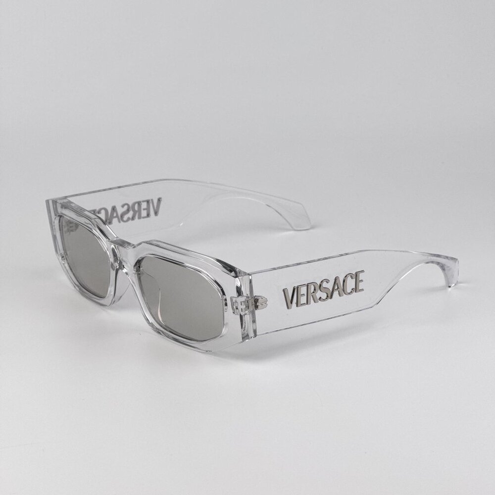 Versace VE4489U 148/8V Transparent Rectangle Sunglasses Silver Mirror Unisex - Picture 3 of 9